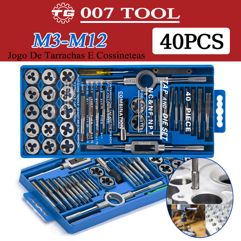 Jogo De Macho Para Fazer Rosca Kit Completo 40Peças Profissional