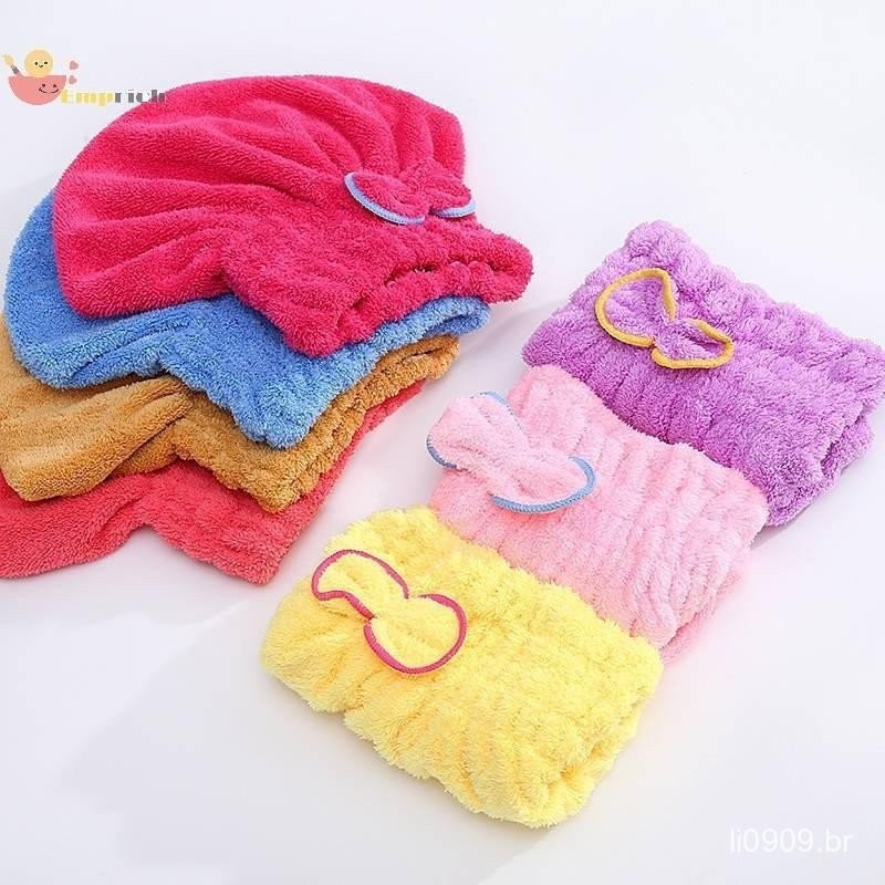 Microfibra De Secagem Rápida De Cabelo Banho Spa Bowknot Envoltório Toalha Chapéu Boné Para Acessórios Do Banheir
