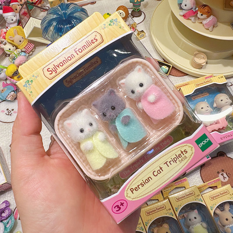 Sylvanian Families Pequeno Conjunto De Caixa Para Bebês , Trigêmeos De Gato Persa , Presente De Ano Novo Crianças F106