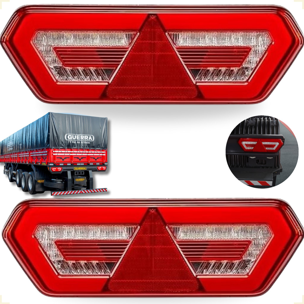 Lanterna de Led Traseira Guerra Diamond 3 III 12V Padrão Original Caminhão Carreta Semi Reboque