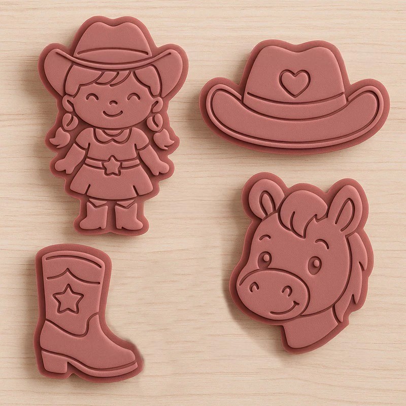 Cortador Biscoito Molde Forma BOIADEIRA CAVALO BOIADEIRINHA Marcador Carimbo Pasta Americana Massa em Oferta na Shopee