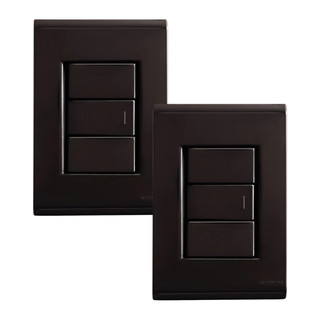 Kit 2 Interruptor Simples Liz Embutir 4x2 Preto Tramontina