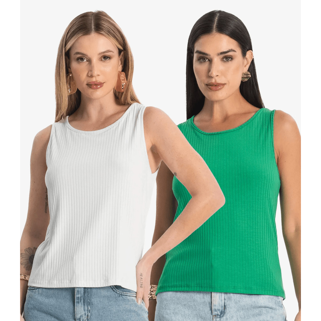 Kit 2 Regatas Femininas Select Sortidas em Oferta na Shopee