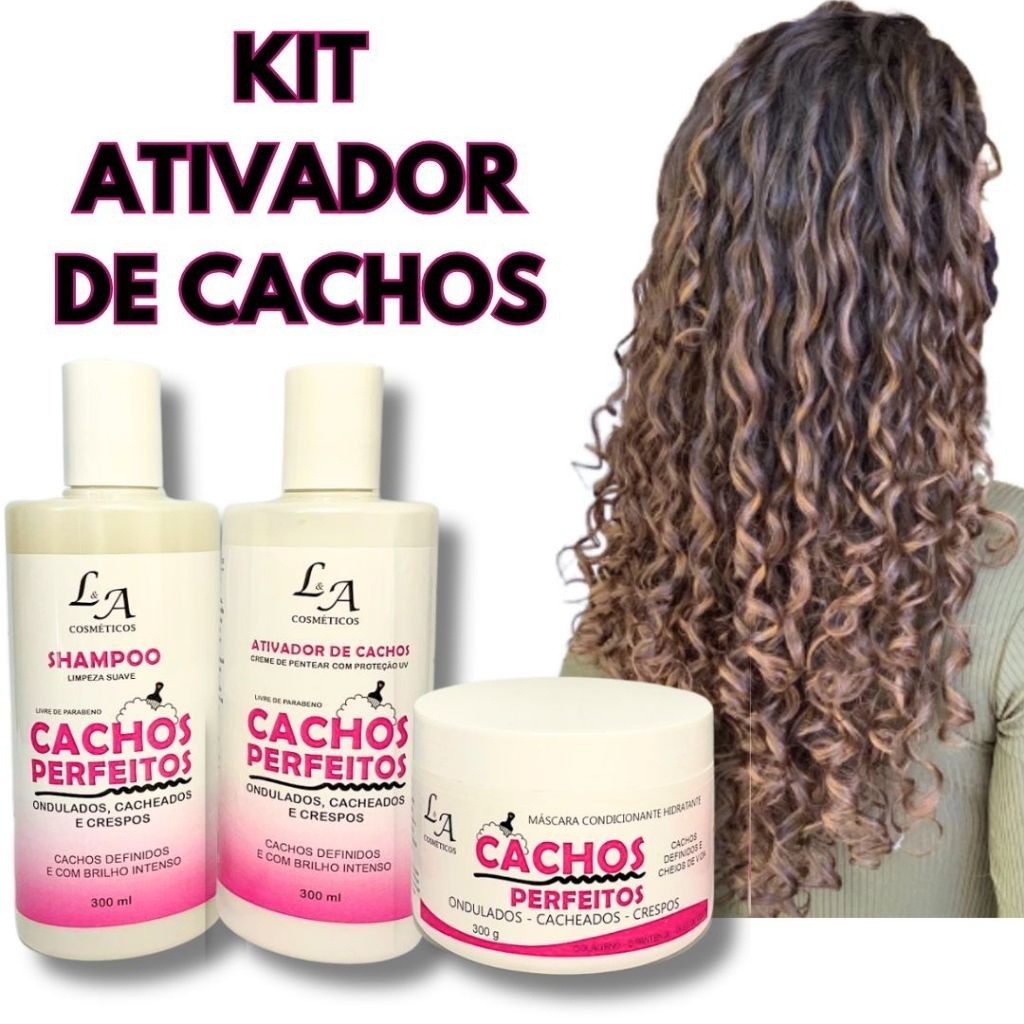 Kit Shampoo Cachos  + Ativador de cachos + Mascara Cachos em Oferta na Shopee
