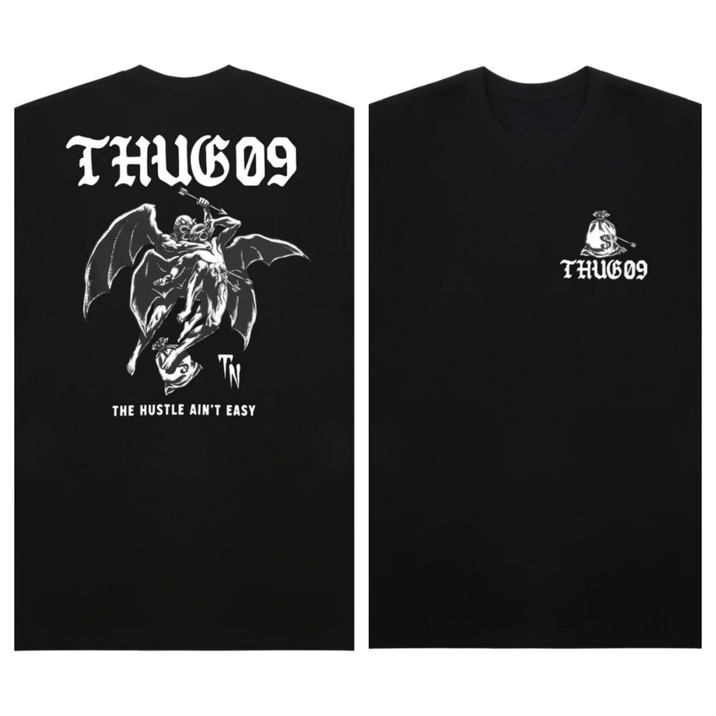 [Camiseta Premium em Algodão Puro]CC Camiseta Regular Estampada Thug Nine Hostage streetwear T-shirt