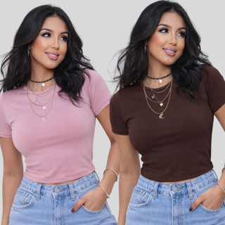 Baby Tee Manga Curta Baby Look Feminina Academia Básica Suplex Tendencia Blusinhas em Oferta na Shopee