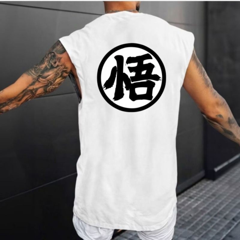 Regata Oversized Sleeveless Masculina Streetwear Estampada Academia Verão Anime