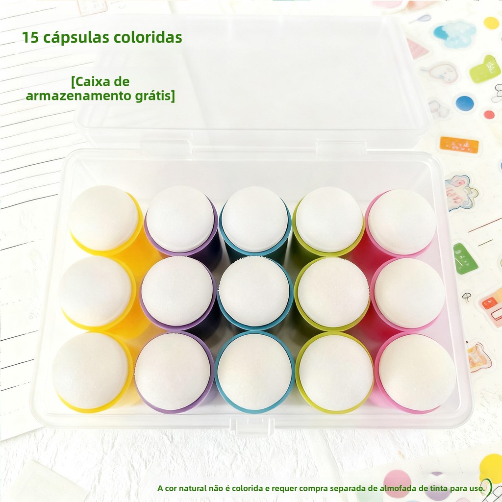 Berços de dedo de esponja 15 peças caixa aplicar ferramentas de pintura facial para colorir