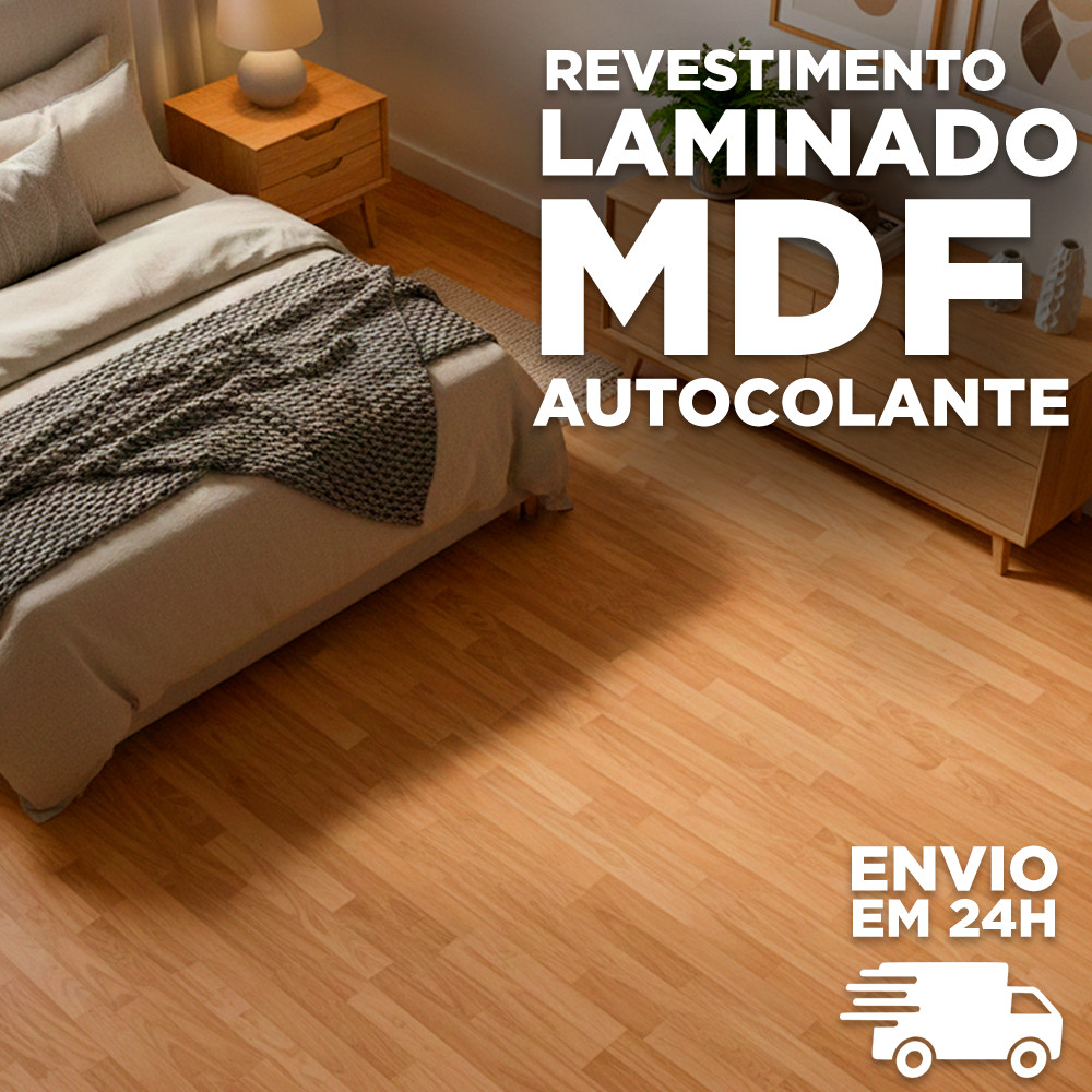 Revestimento de Piso MDF Autocolante Econômico para Quarto Sala Escritório Ambiente Interno Seco