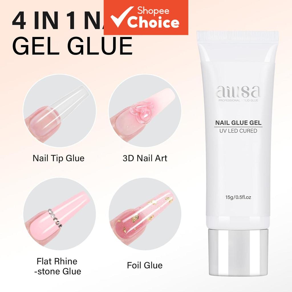 AILLSA Gel Sólido para Unhas para Unhas Postiças Super Forte Gel Profissional para Unhas Acrílicas Falsas Cola