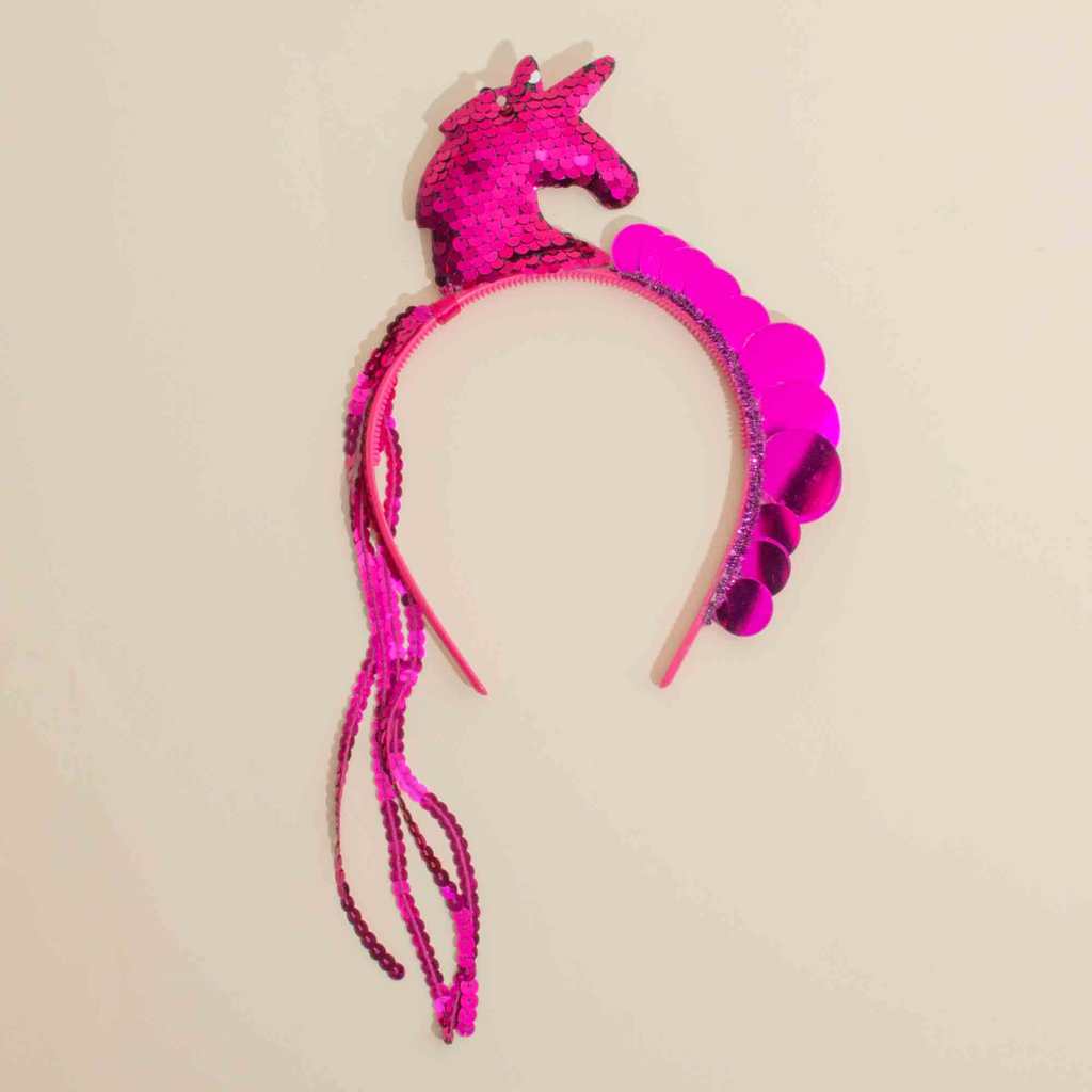 Tiara De Carnaval Kids Unicórnio Com Paetês Magenta - Pink