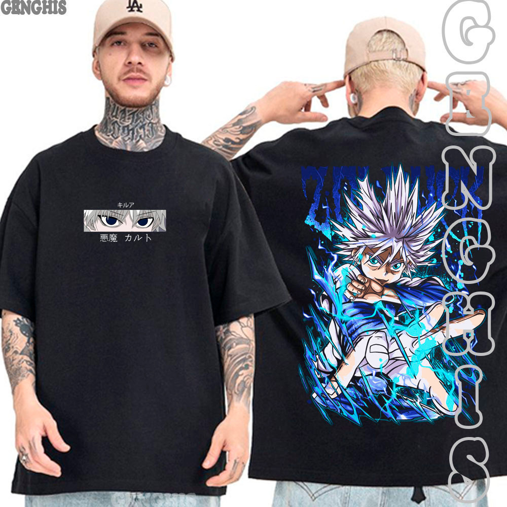 Camisa Killua Zoldyck Prime Nen Thunder Palm Anime Hunter Vs Hunter Camisa Basica e Oversized Unissex