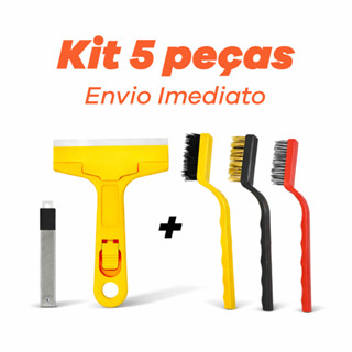 Combo 5 Itens 3 Escova Aço Para Limpeza Forno Grelha Fogão Aço Latão Nylon + Raspador Limpa Box Piso Vidro + 3 Lâminas em Oferta na Shopee
