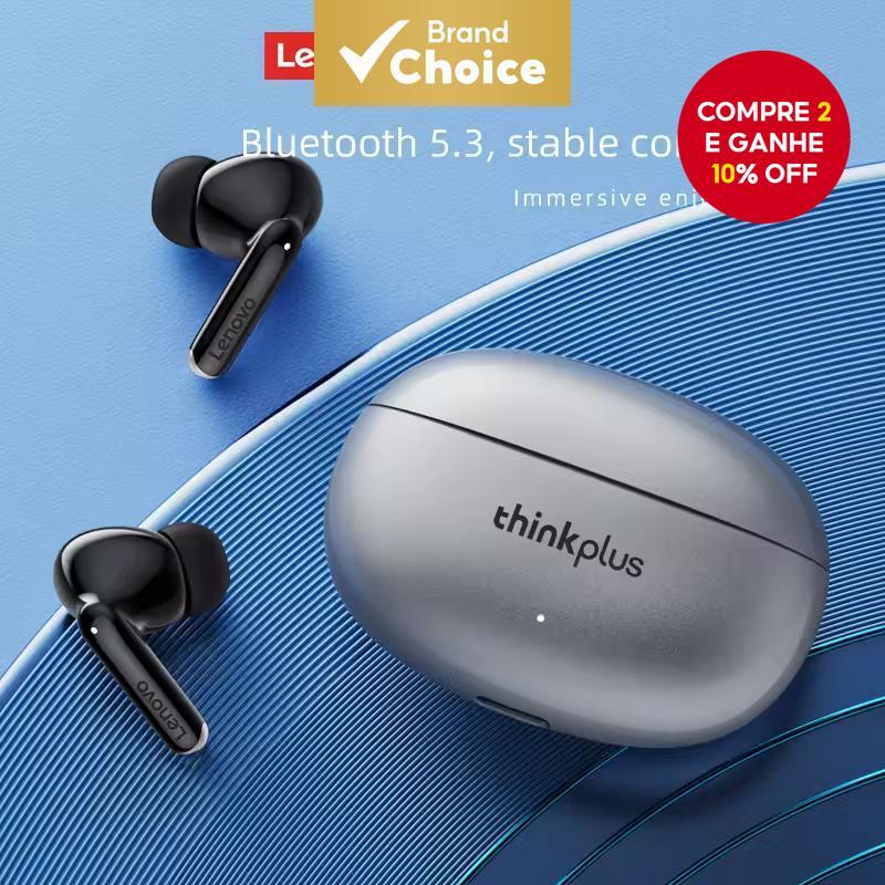 Fones De Ouvido Lenovo XT88 Cor Preta Sem Fio Bluetooth 5.3 Estéreo Redução De Ruído Controle De Toque De Graves Duplos
