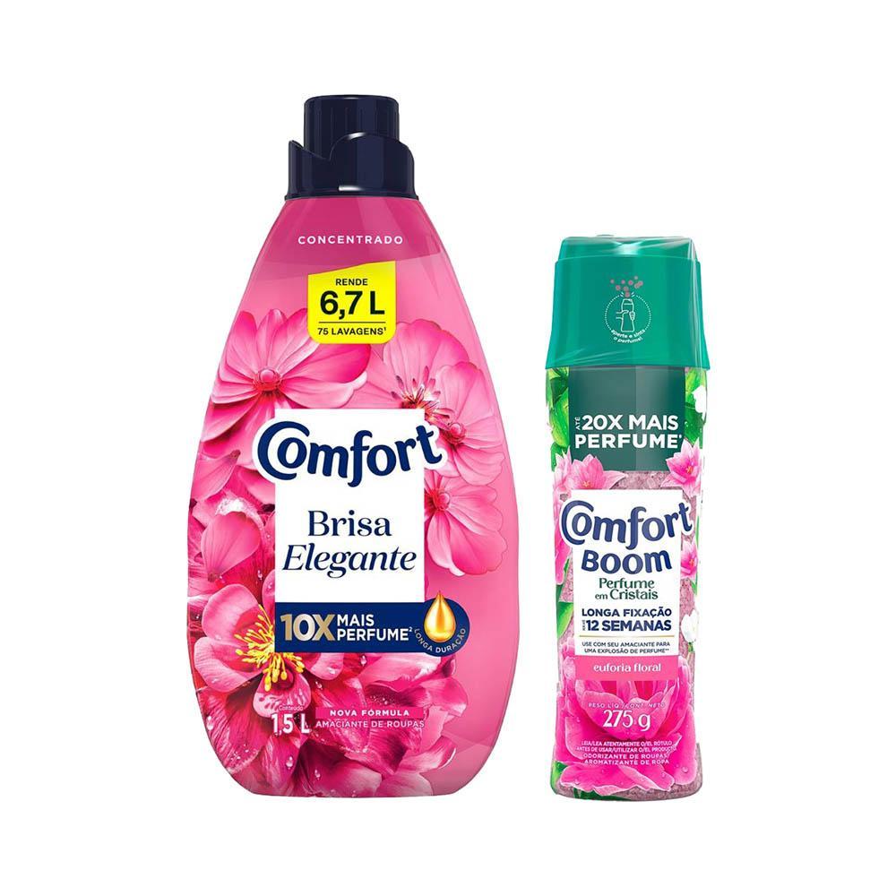 Kit Comfort Odorizante de Roupas Boom Euforia Floral  275g + Amaciante Concentrado Brisa Elegante 1,5L