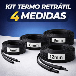 ESPAGUETE TUBO TERMORETRÁTIL 3MM 6MM 8MM 12MM - 20M 10M 5M em Oferta na Shopee