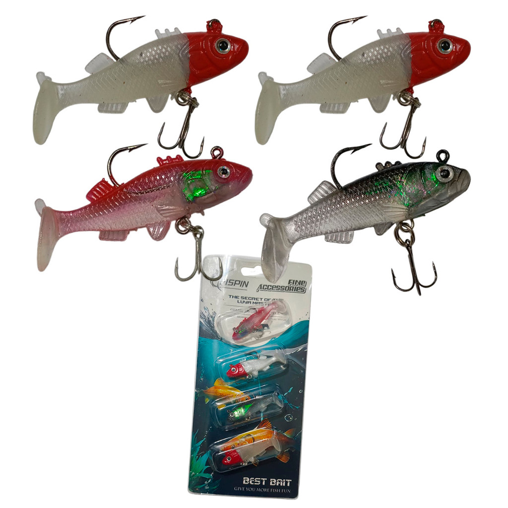 Isca Artificial Pesca 4 Peixes Soft Shad Pescaria Lambari Robalo Tucunare Tainha Pescaria Mar Açude Rio Lago