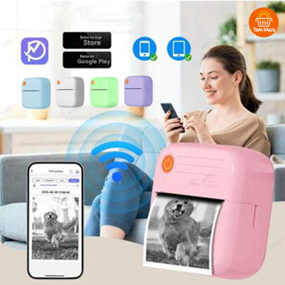 Nova mini impressora: modelo portátil e sem fio, compatível com sistemas Android e iOS&5 rolo papel&5 rolo papel adesivo em Oferta na Shopee