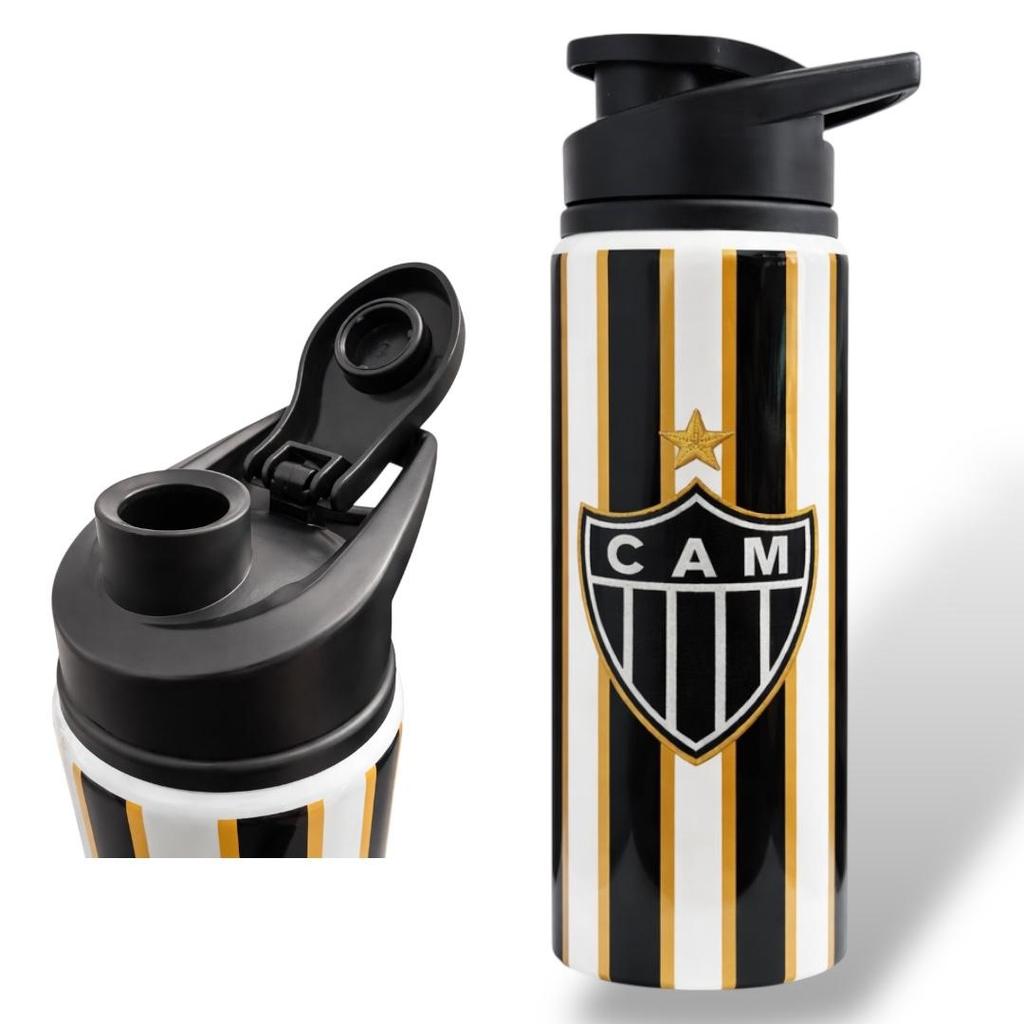 Garrafa Alumínio 750ml Time de Futebol Atlético Galo Camisa Nova Atlético Efeito Bordado no escudo