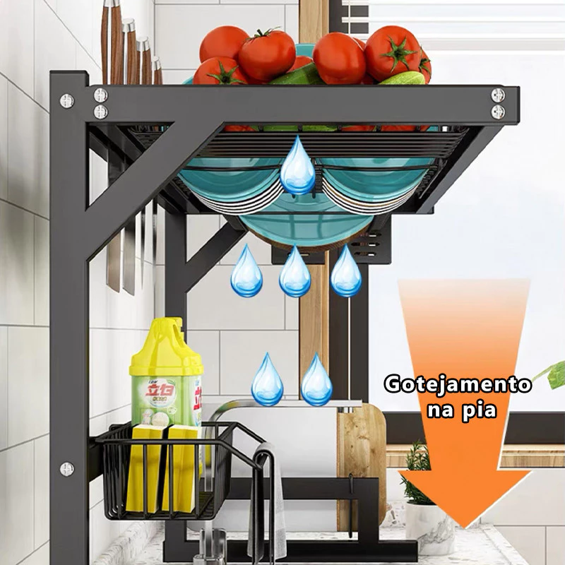 Escorredor de Louça Suspenso 85cm em Aço Inoxidável para Cozinha — foto 5