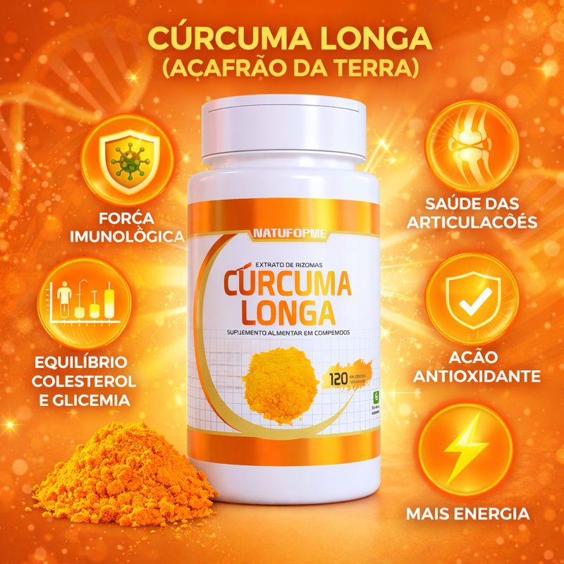 Cúrcuma Longa 120 Cápsulas Açafrão da Terra Antioxidante Natural em Oferta na Shopee