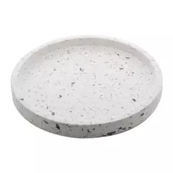 Bandeja Redonda Mármore Terrazzo 20cm Lyor para Servir Petiscos Doces Decorar Banheiro Quarto Sala Mesa Posta com Charme