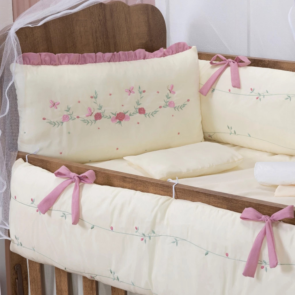 Kit Berço Menina Menino 10 Peças Coleção Madri Mosquiteiro - Enxoval Completo Lançamento