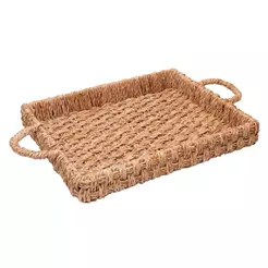 Bandeja com Alça 43cm Fibra Natural Wolff para Servir Café da Manhã Drinks Mesa Posta Aparador Organização Elegante Casa