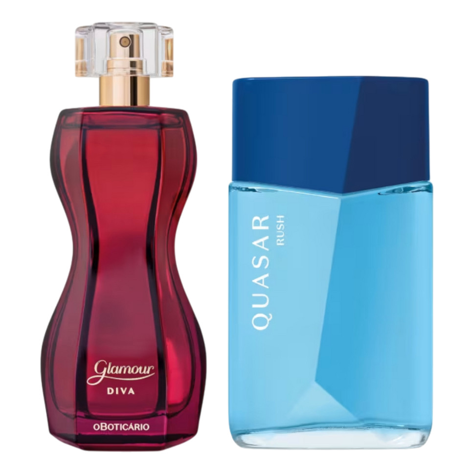 Perfumaria Para Casal: Quasar Rush 100ml + Glamour Diva 75ml