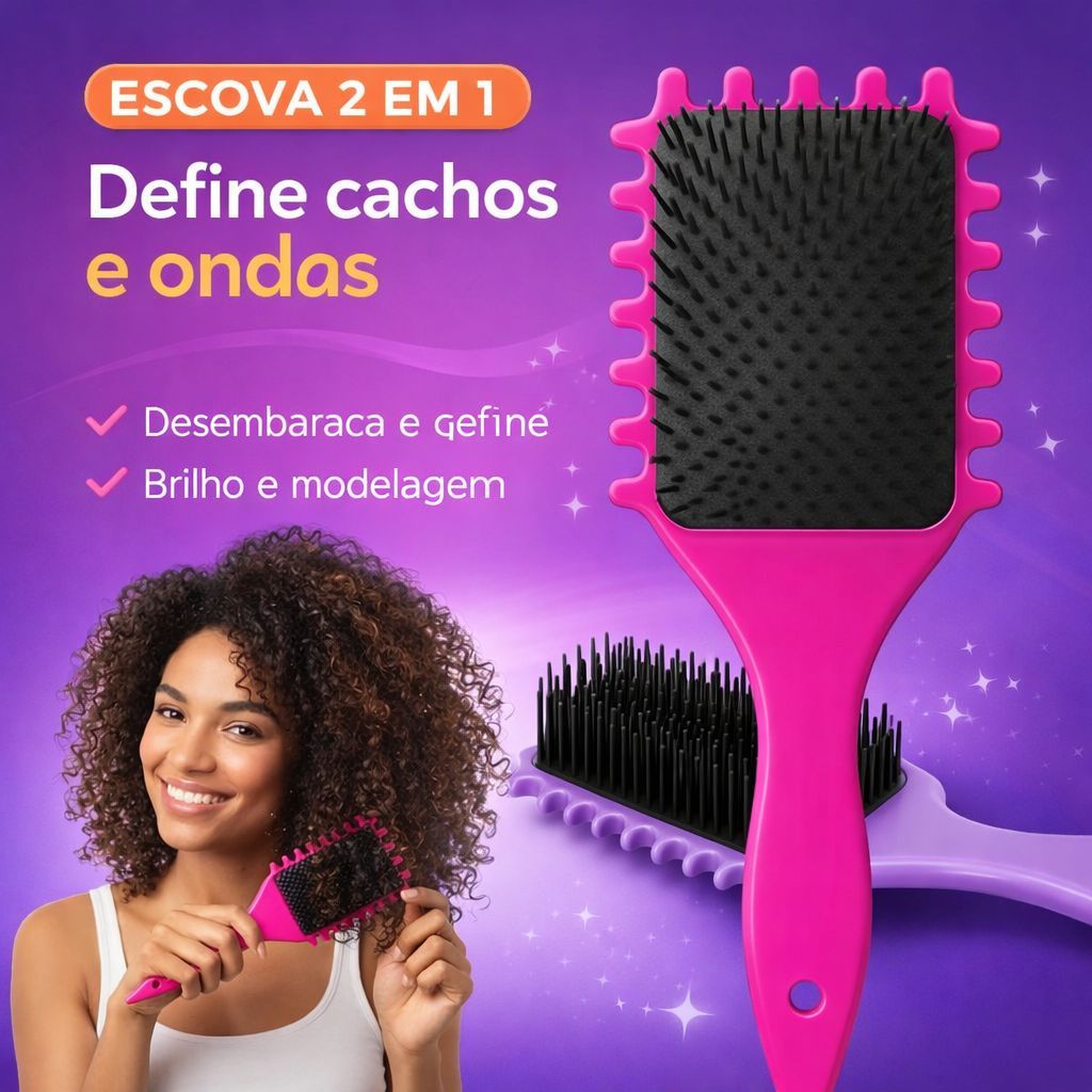 Escova 2em1 De Estilo Bounce Curl Define Cachos e Ondas em Oferta na Shopee
