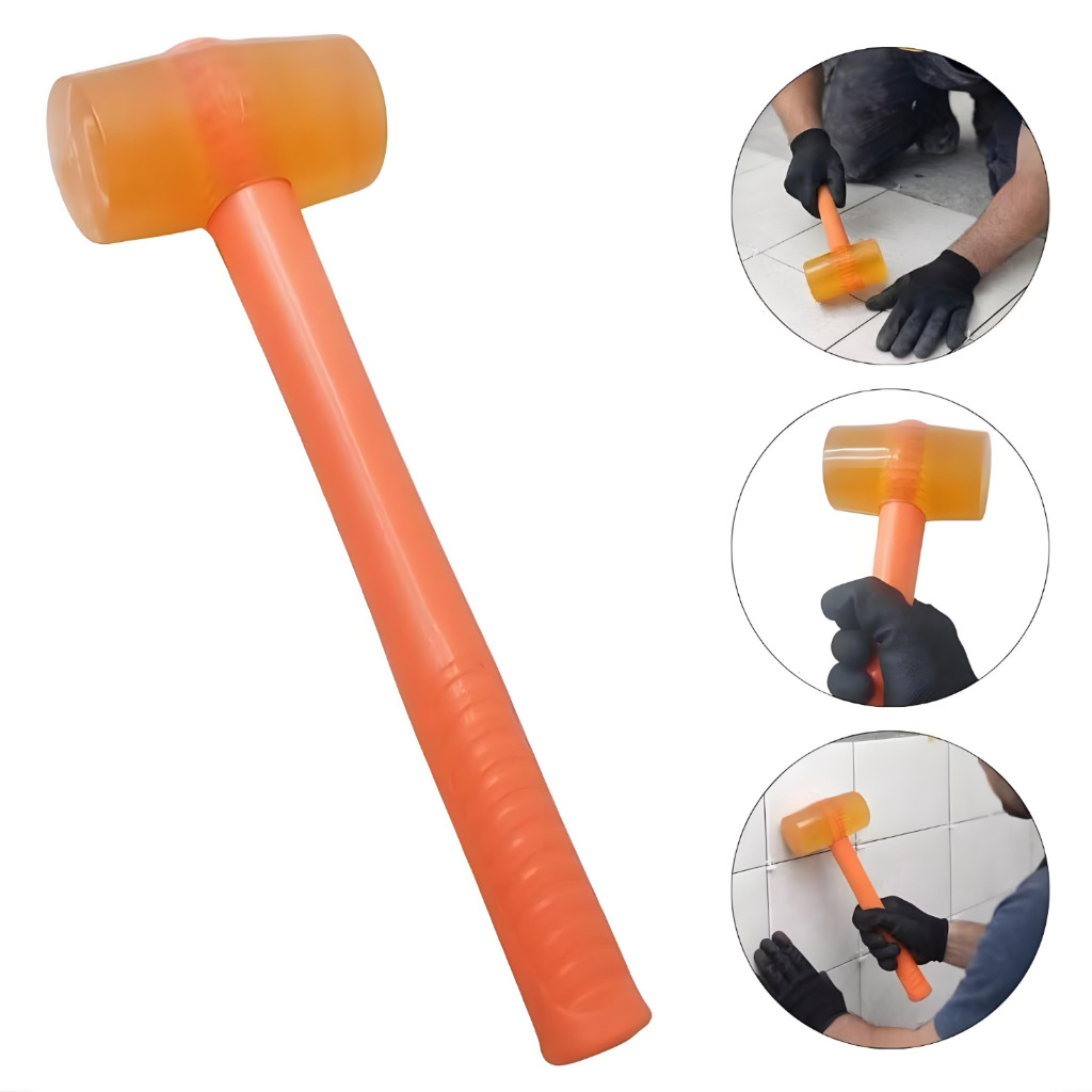 Martelo De Borracha Laranja Pedreiro Obra Vidro Super Durável
