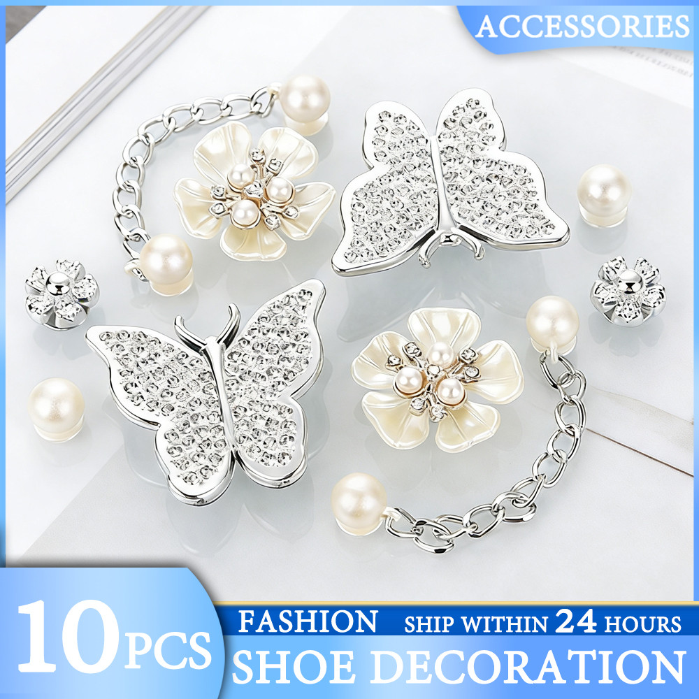 Charms de Sapatos 10pcs Borboleta Decorativa Sandálias Pingente Acessórios Botão e Alfinetes Para serem usados como pres