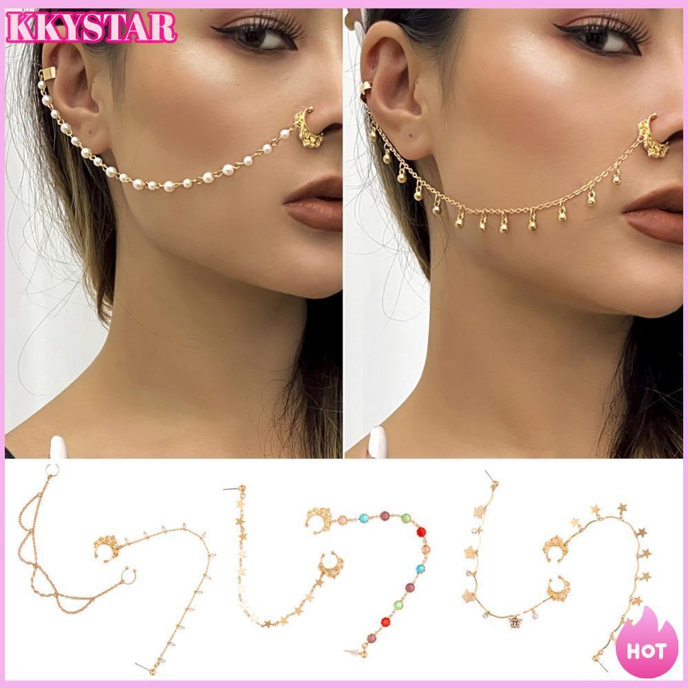 Moda Boêmia Punk Sexy Mulheres Tassel Corrente Brincos Falsos Piercing Nariz Clip HBB