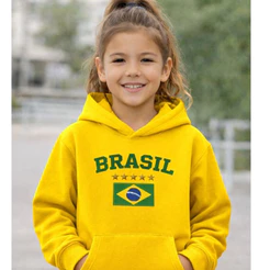 Moletom Infantil Brasil Copa do Mundo 2026 Menino Menina Flanelado Algodão