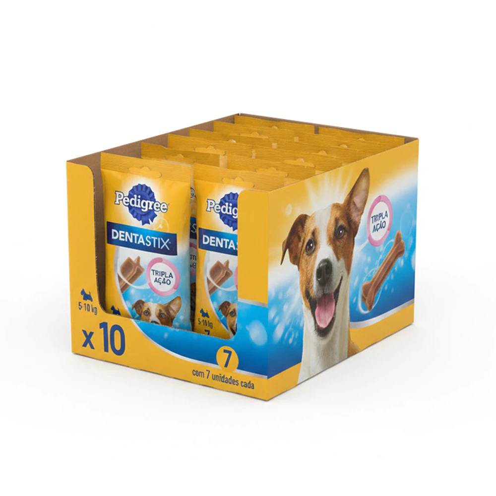 Kit Petisco Pedigree Dentastix Cuidado Oral para Cães Adultos Raças Pequenas 10 x 7 Unidades