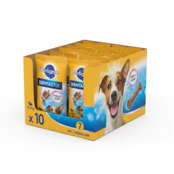 Kit Petisco Pedigree Dentastix Cuidado Oral para Cães Adultos Raças Pequenas 10 x 7 Unidades