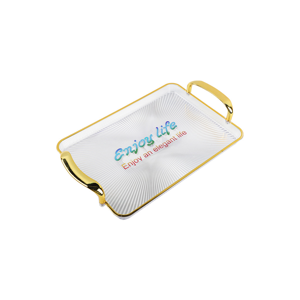 Bandeja Organizador Acrílica 32cm Multiuso Alça Lanche Cozinha Escritório Decorativa Doce Chá Bebida
