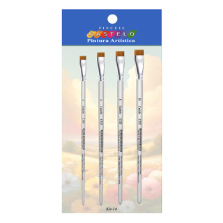 Kit Pincéis Chatô Castelo Da Arte Pincel Chato 4 Unidades