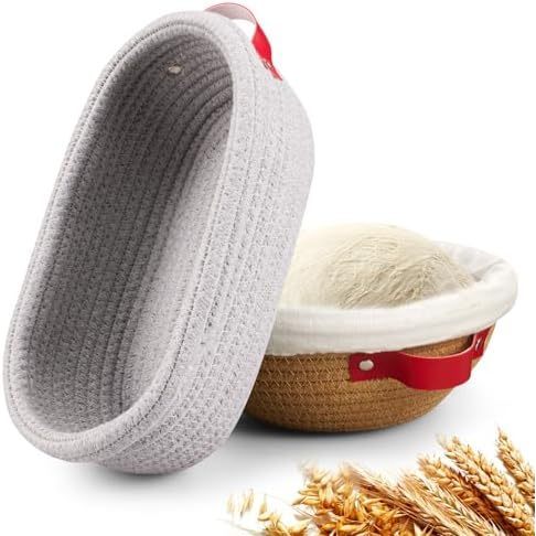 Cesta De Impermeabilização De Pão Banneton-Conjunto De 9 Polegadas Com 2 Cestas De Prova De Massa Fermentada Tigelas Red