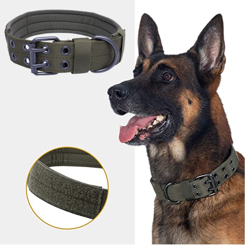 Pet K9 Tactical Dog Collar Ajustável Duplo Fivela Acessórios De Treinamento Pastor Alemão Grande Médio Cães