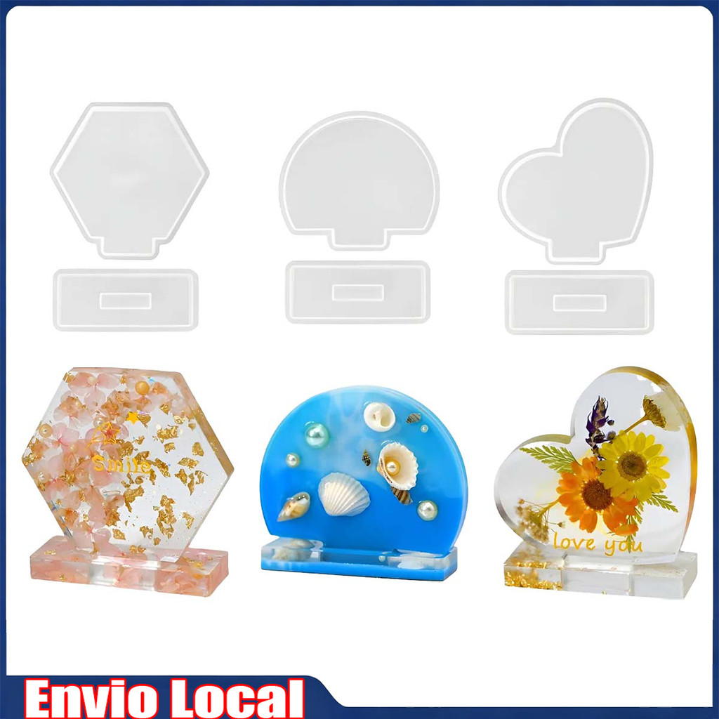 3/6 Peças molde de fundição de resina reutilizável, moldura 3D, molde epóxi para mesa faça você mesmo, decoração de casa