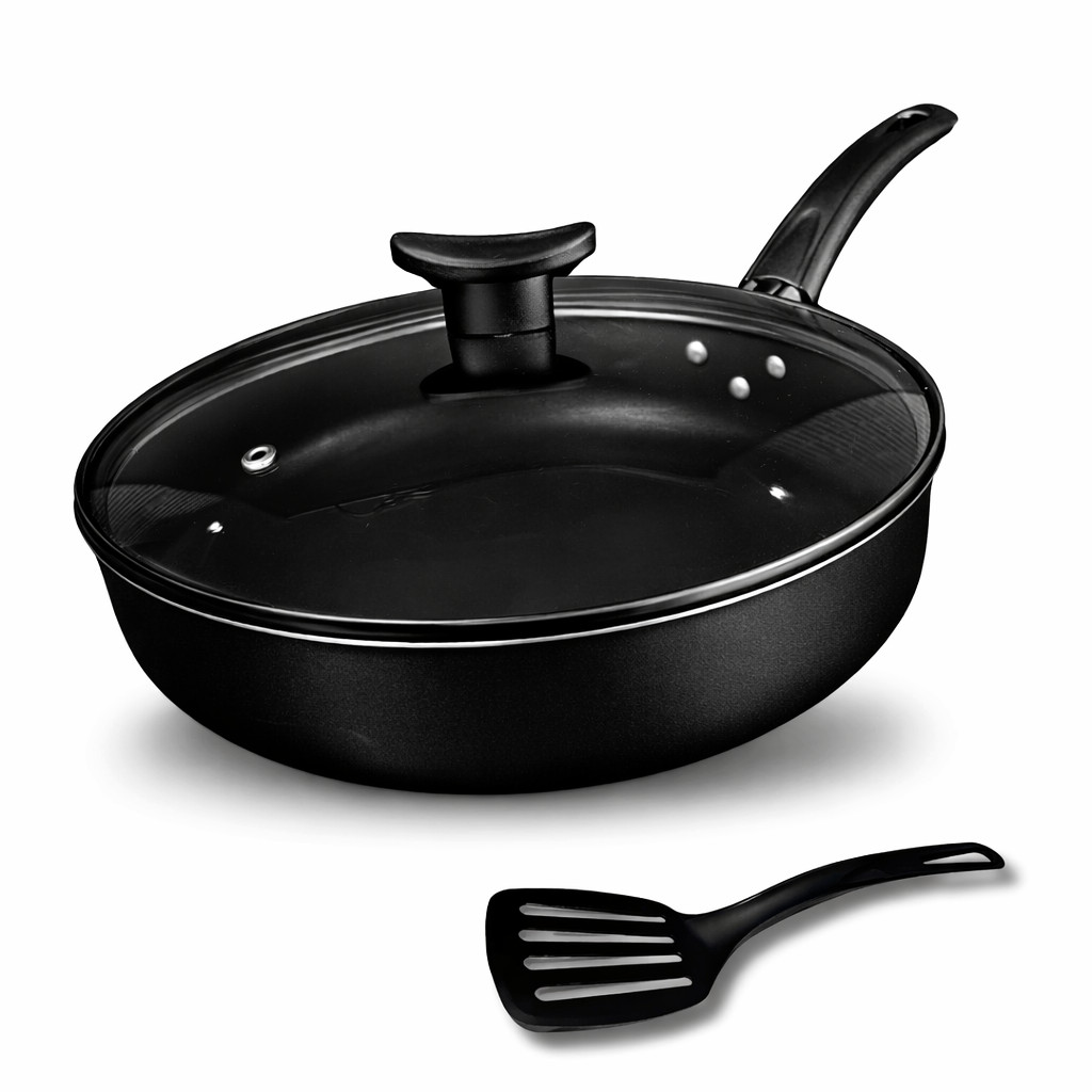 Frigideira Alta 22 cm Antiaderente Teflon com Tampa de Vidro em Oferta na Shopee