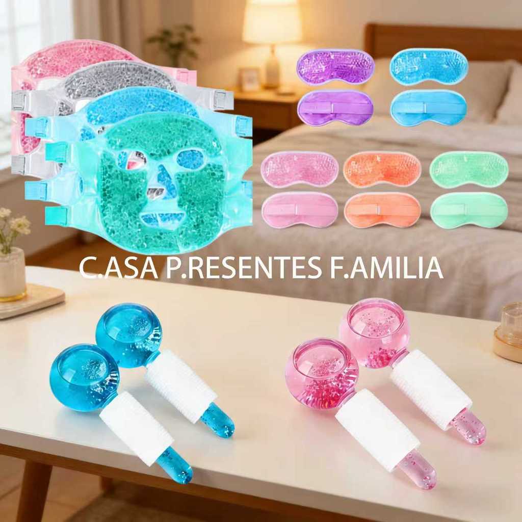Kit Facial: 2 Esferas de Cristal + Máscara Dupla para Rosto e Olhos – Cuidado Premium Completo em Oferta na Shopee