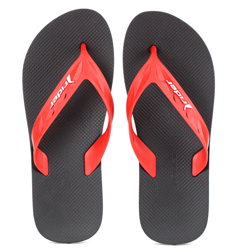 Chinelo Rider Street Preto e Vermelho - Masculino