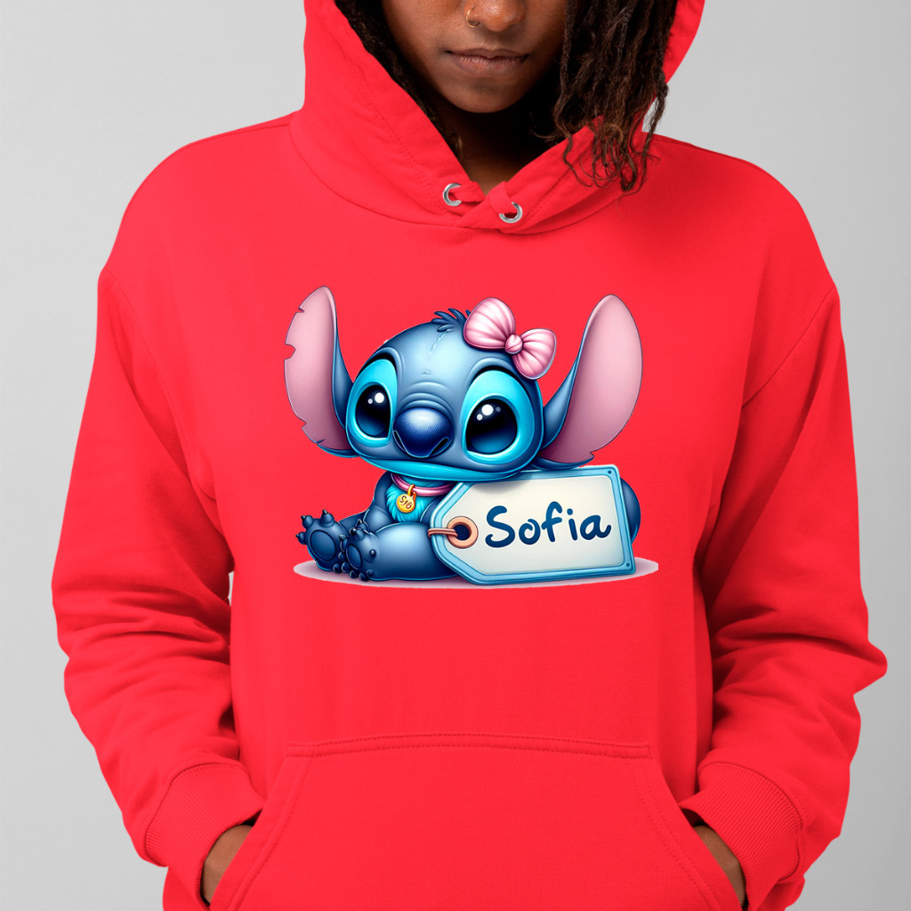Blusa Casaco Moletom Moda Feminina Lilo Stitch Nome "Sofia" 100% Algodão Premium Lançamento Top