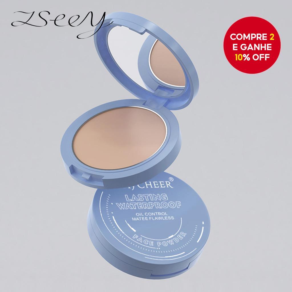 Pó Facial Matte à Prova D'Água - Compacto para Maquiagem com Esponja e Espelho [Longa Duração, Leve]. em Oferta na Shopee
