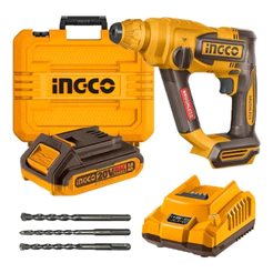 Martelete Combinado INGCO 20V Brushless SDS Plus P20S C/ Bateria 2AH, Carregador e Maleta