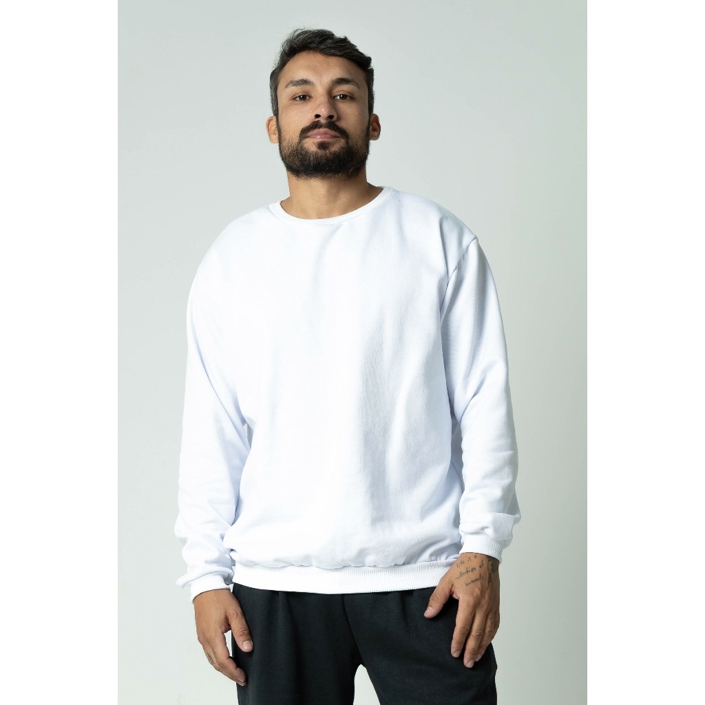 Moletom Gola Redonda Unissex Blusa De Frio Basico Careca Casaco Feminino Masculino Flanelado Liso Sem Estampa Algodão