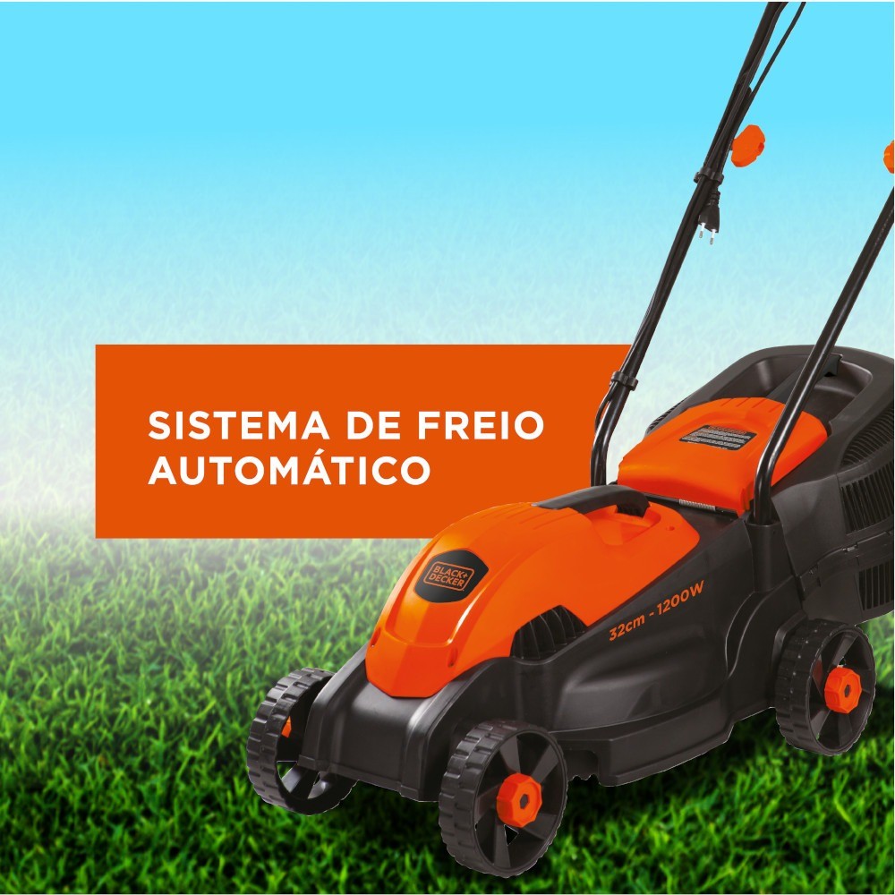 Cortador de grama elétrico 1.200W corte de 32 cm com recolhedor - GR1000 Black Decker