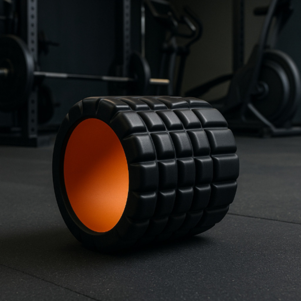 Mini Rolo Preto Laranja Esporte Pilates Yoga Academia Musculação Exercício Treino Bem Estar Massagem